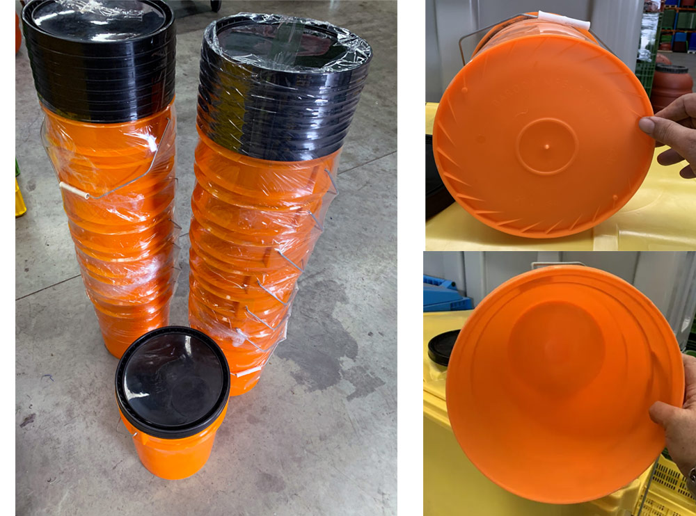 20 Litre Orange Domestic Plastic Bucket Bin with Lid
