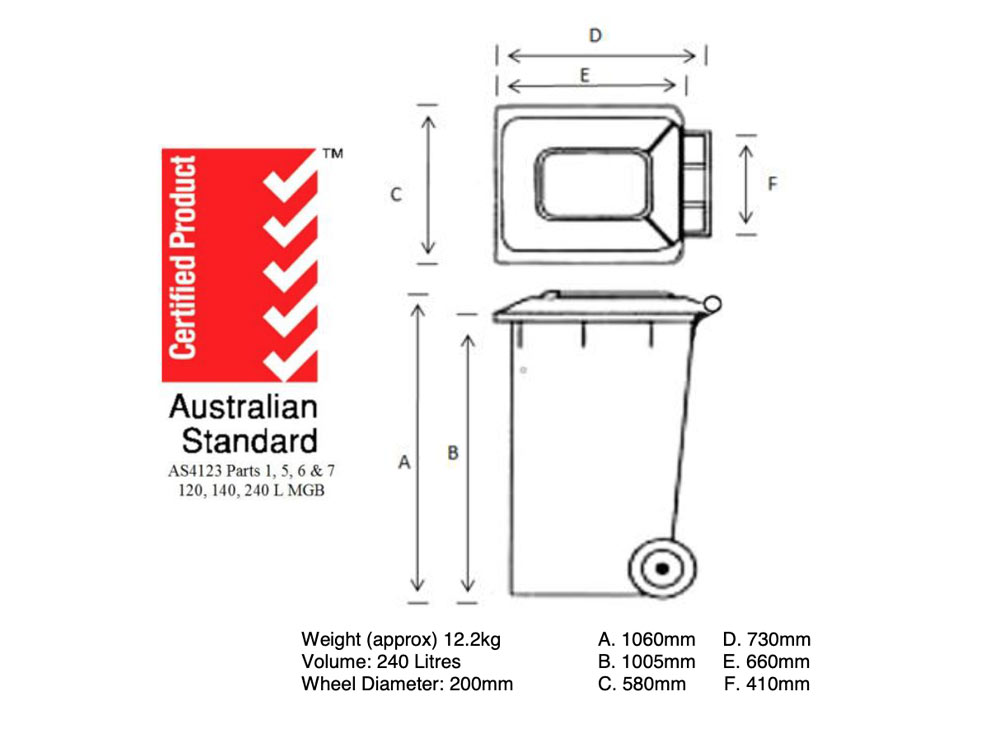 240 Litre Wheelie Bin Dimentions