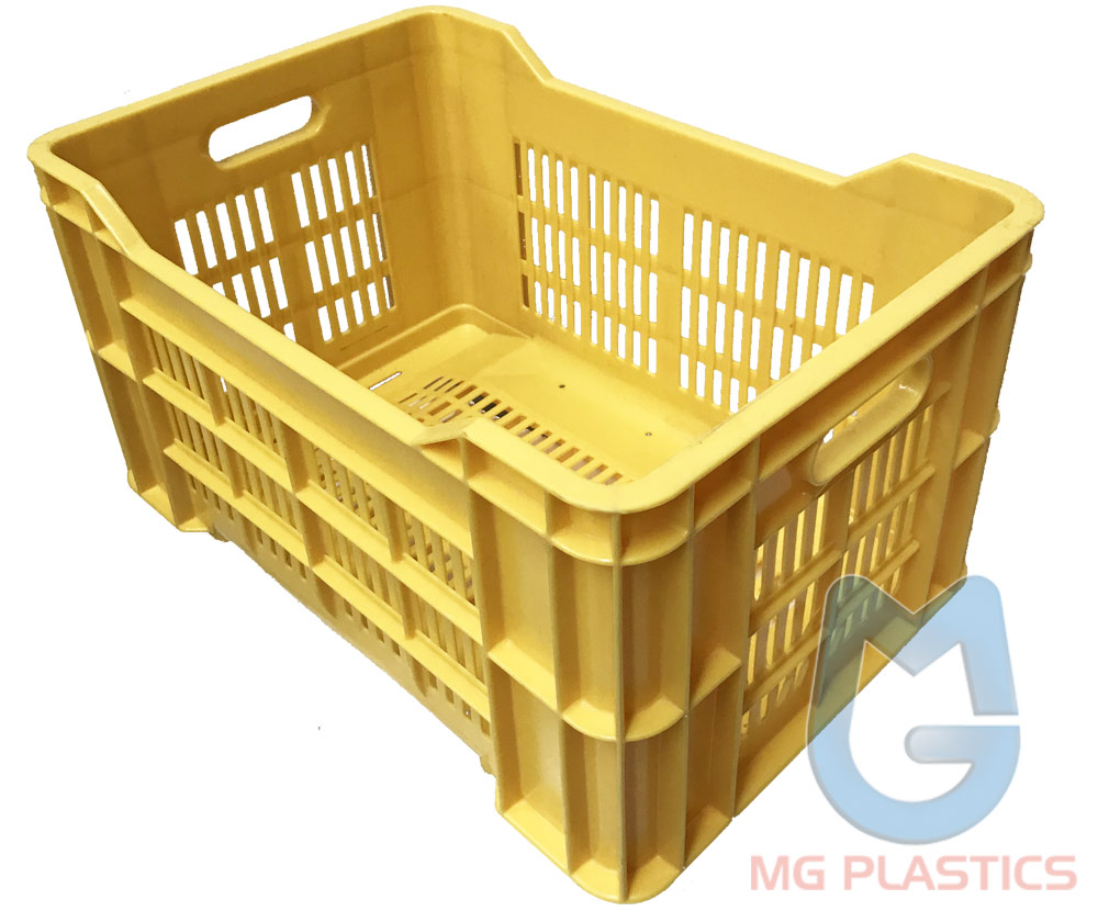 AE Vented Plastic Crate 42 Litre in Yellow colour