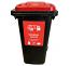 120 Litre Wheelie Bin in Black with Red Lid with General Waste Sticker, Bin Label, Recycling Label 