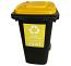 120 Litre Wheelie Bin in Black with Yellow Lid with Mixed Containers Waste Sticker, Bin Label, Recycling Label