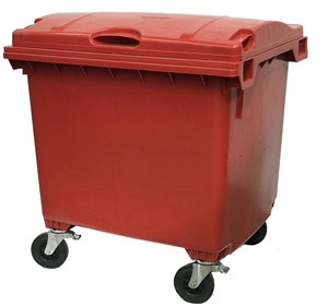 1100 Litre 4 Wheel Plastic Bin in Red | 