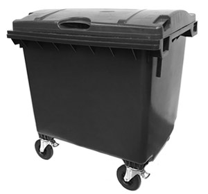 1100 Litre 4 Wheel Plastic Bin in Black 