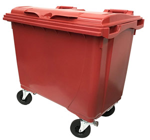 660 Litre 4 Wheel Plastic Bin in Red | 
